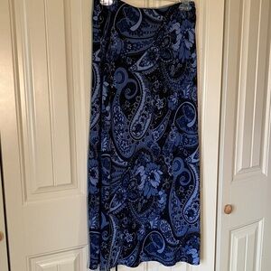 Connected Apparel Navy Paisley Maxi Skirt